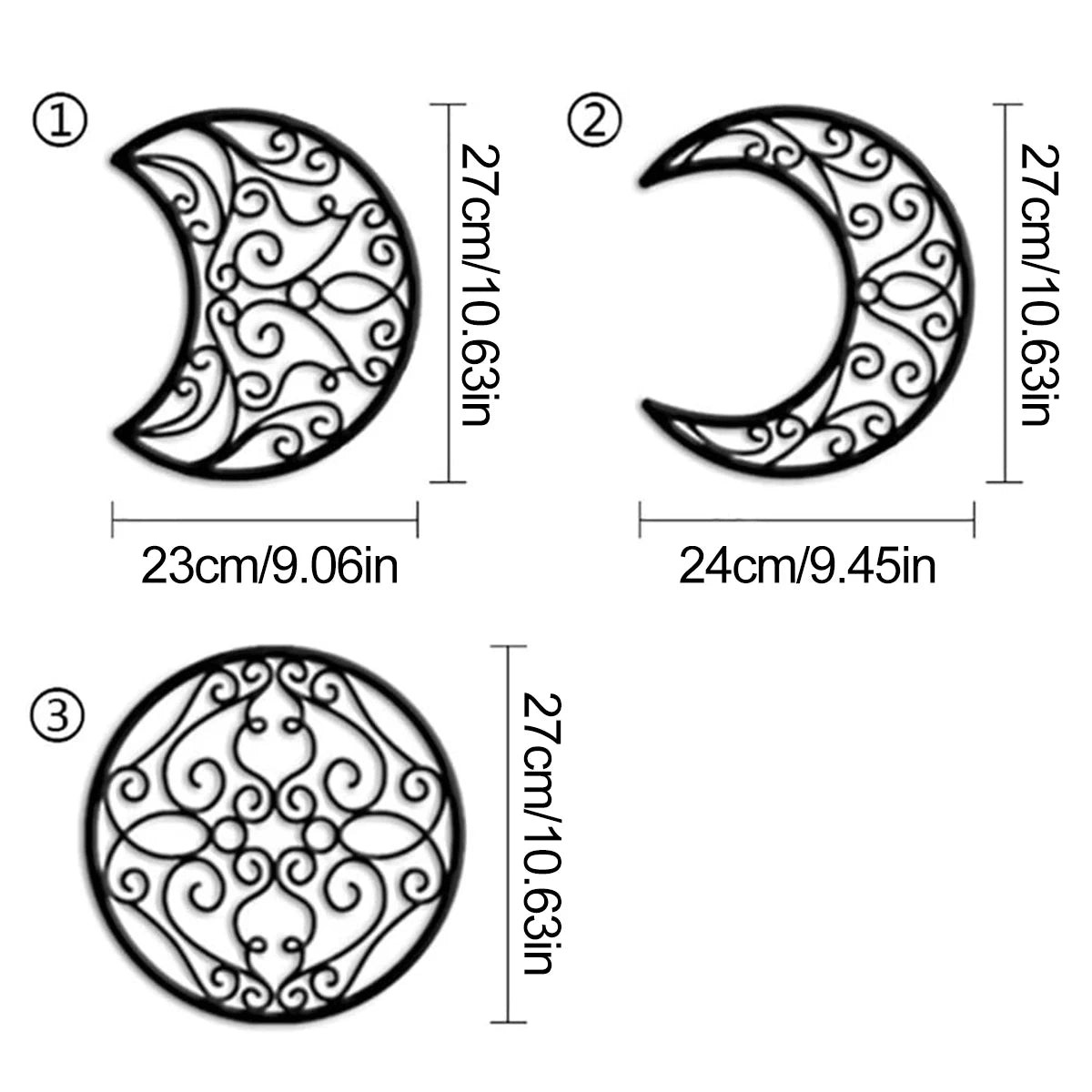 5Pcs Black Moon Decoration Wall Hanging 3D Moon Phase Spiritual Bedroom Wall Decor Nordic Bohemian Style Christmas Home Decor