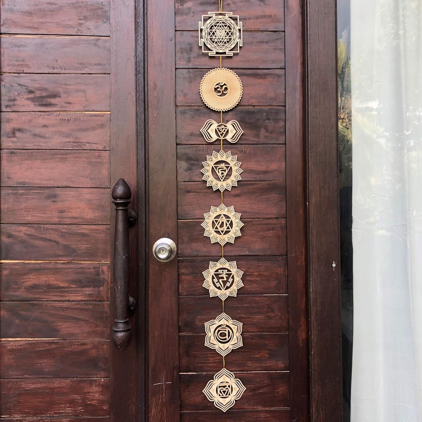 5.31" 7 Chakra Wooden Wall Art, Sacred Geometry Wall Hanging Decor, Yoga Wall Art, Laser Cut Artwork, Wall Sculpture Symbol, Gift, Car Hanger