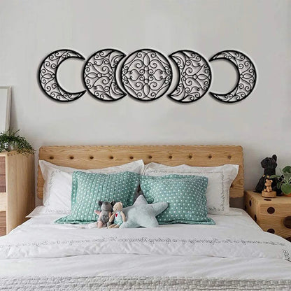 5Pcs Black Moon Decoration Wall Hanging 3D Moon Phase Spiritual Bedroom Wall Decor Nordic Bohemian Style Christmas Home Decor
