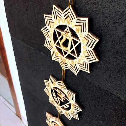 5.31" 7 Chakra Wooden Wall Art, Sacred Geometry Wall Hanging Decor, Yoga Wall Art, Laser Cut Artwork, Wall Sculpture Symbol, Gift, Car Hanger