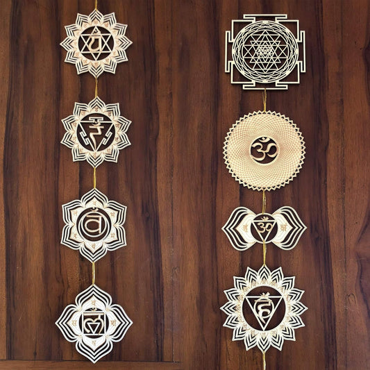 5.31" 7 Chakra Wooden Wall Art, Sacred Geometry Wall Hanging Decor, Yoga Wall Art, Laser Cut Artwork, Wall Sculpture Symbol, Gift, Car Hanger
